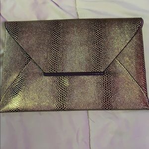 Bcbg gold faux snake skin bag